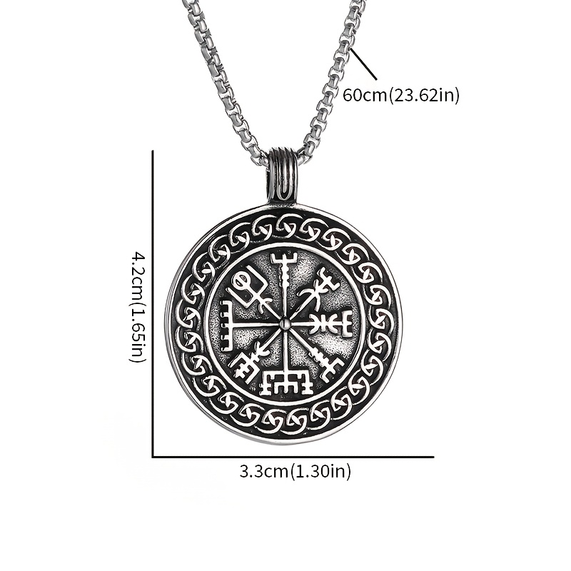 Men's Vintage Viking Compass Pendant Necklace